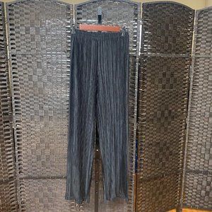 Issey Miyake Womens Pleated Pants Size Medium Black Stretch Elastic Waist